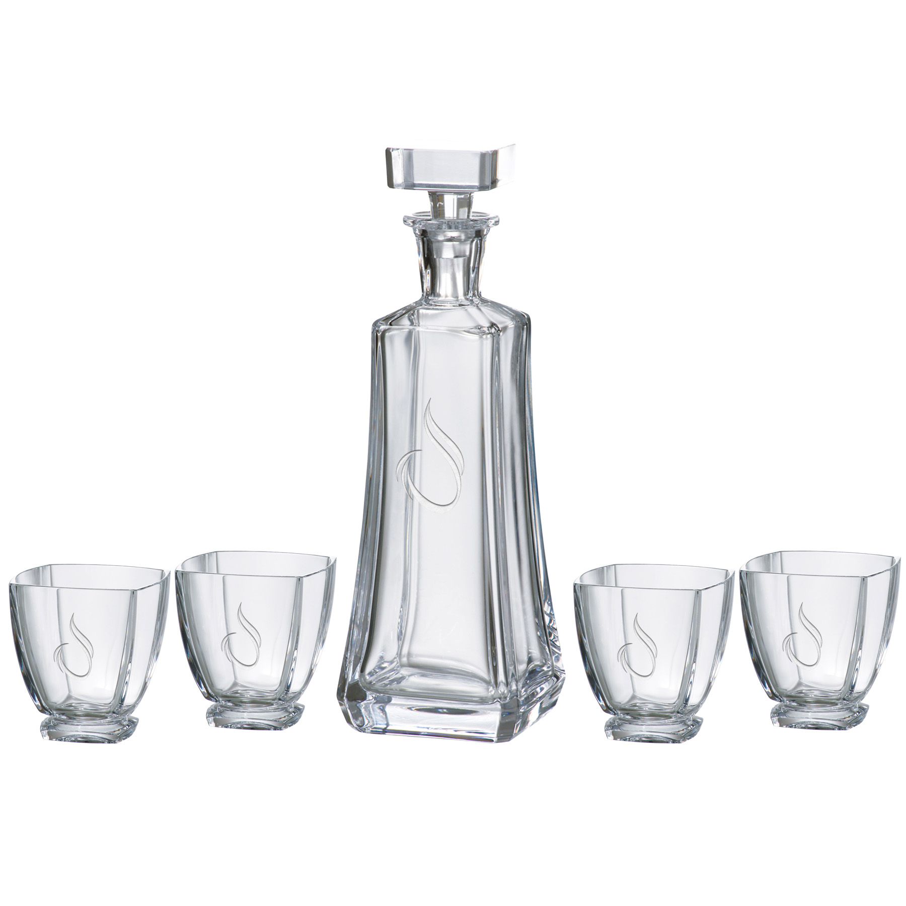 Arezzo Decanter (25 oz.) with Four Matching (10.75 oz.) Arezzo Rocks Glasses (5 Piece Set)