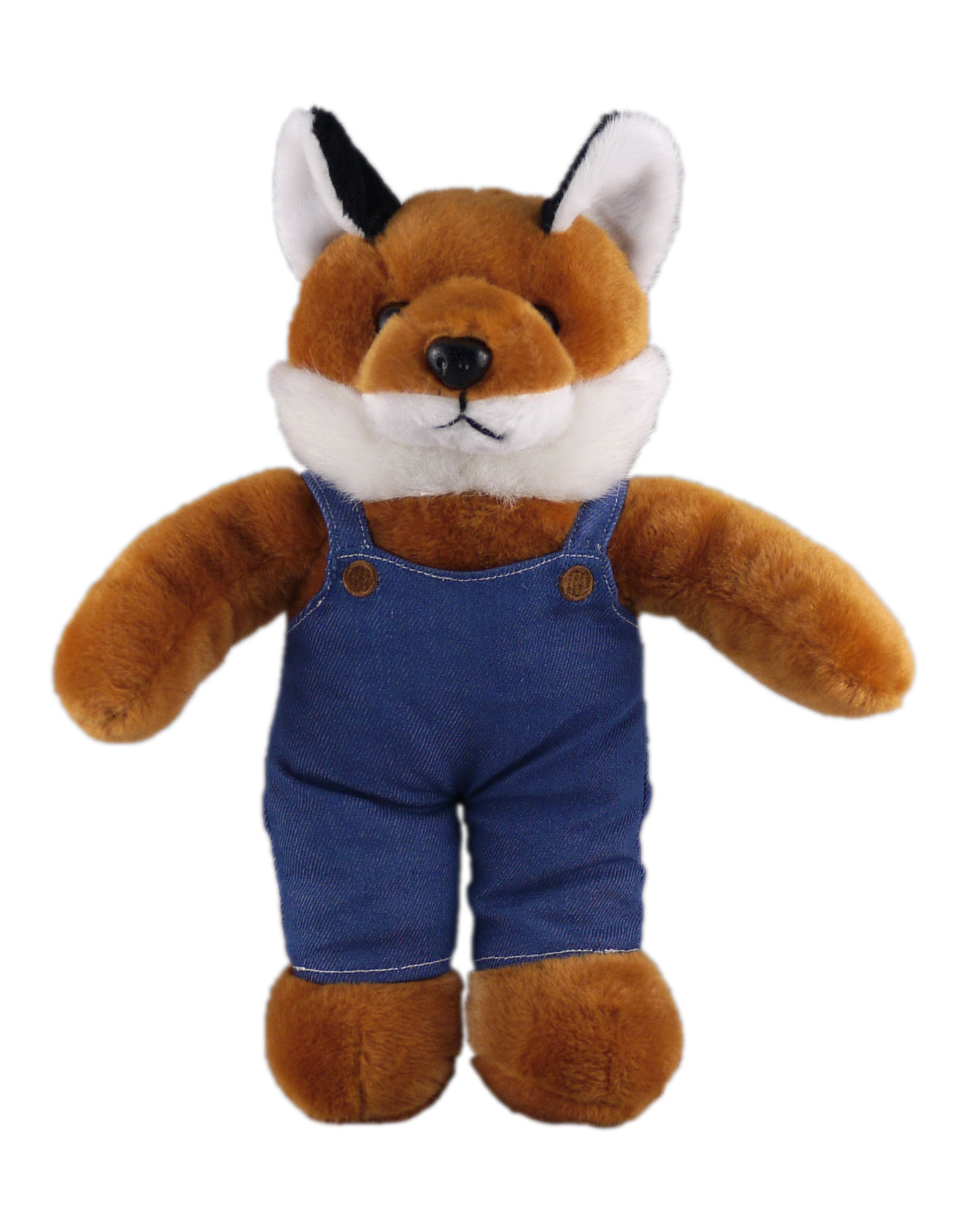 Soft Plush Stuffed Fox in denim overall.
