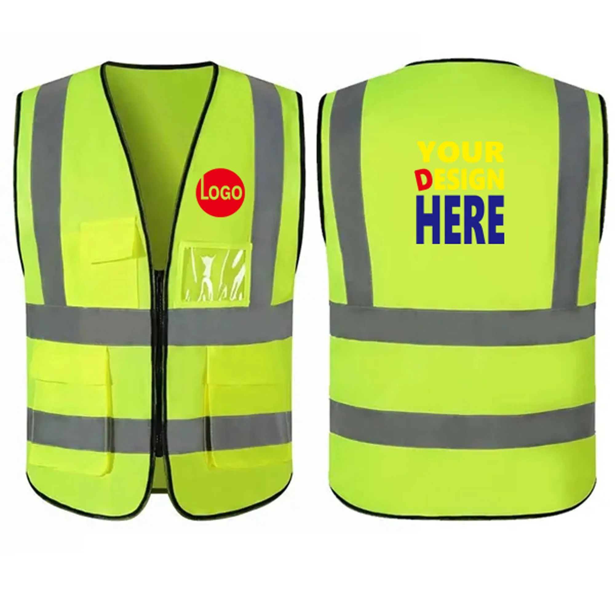 Reflective Safety Vests w/ Pockets and Zipper 1