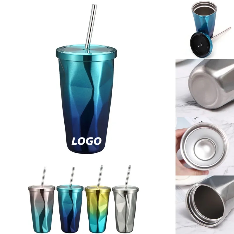 16oz Stainless Steel Tumbler with Lid and Straw 9