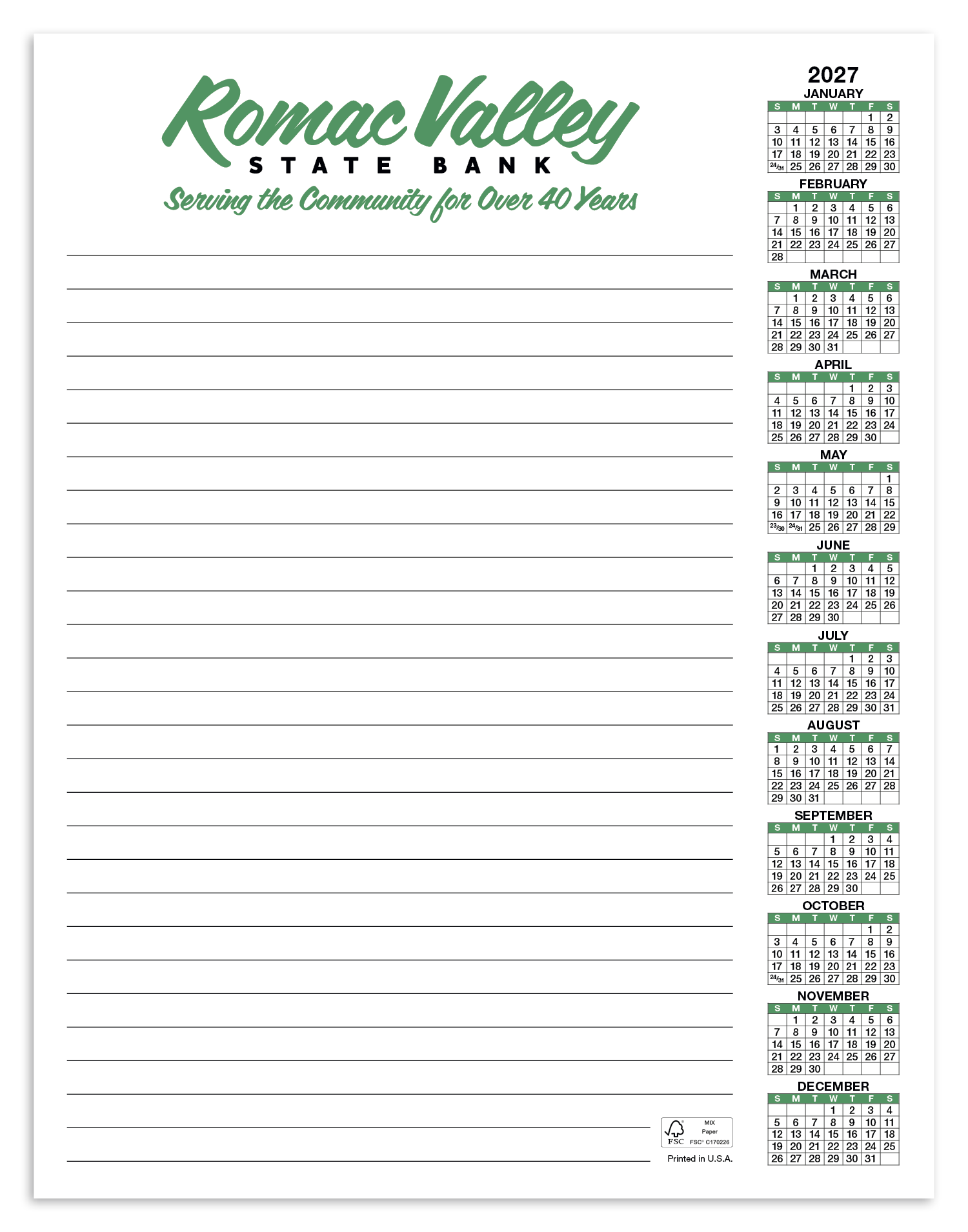 Skinner & Kennedy® Scratch Pad Calendar 37