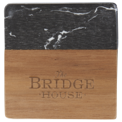 Black Marble and Wood Coaster Set 16