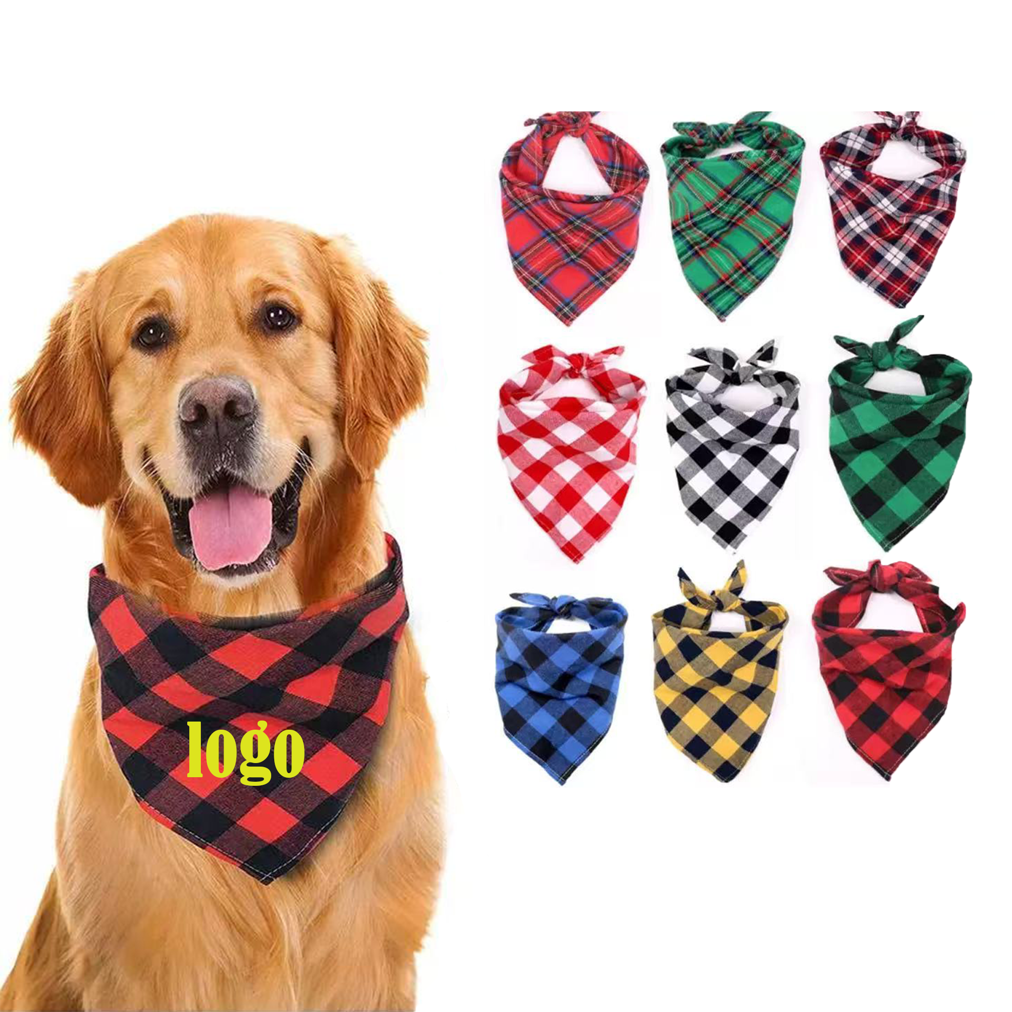 Summer Plaid Dog Bandana For Travel 2