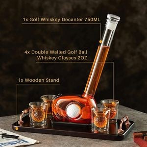 Golf Themed Whiskey Decanter Set with Shot Glasses 12