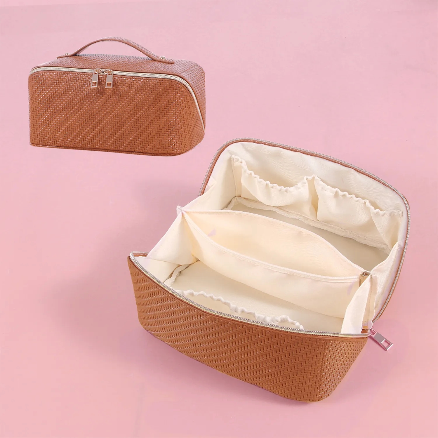 Makeup Bag PU Leather Waterproof Portable 5