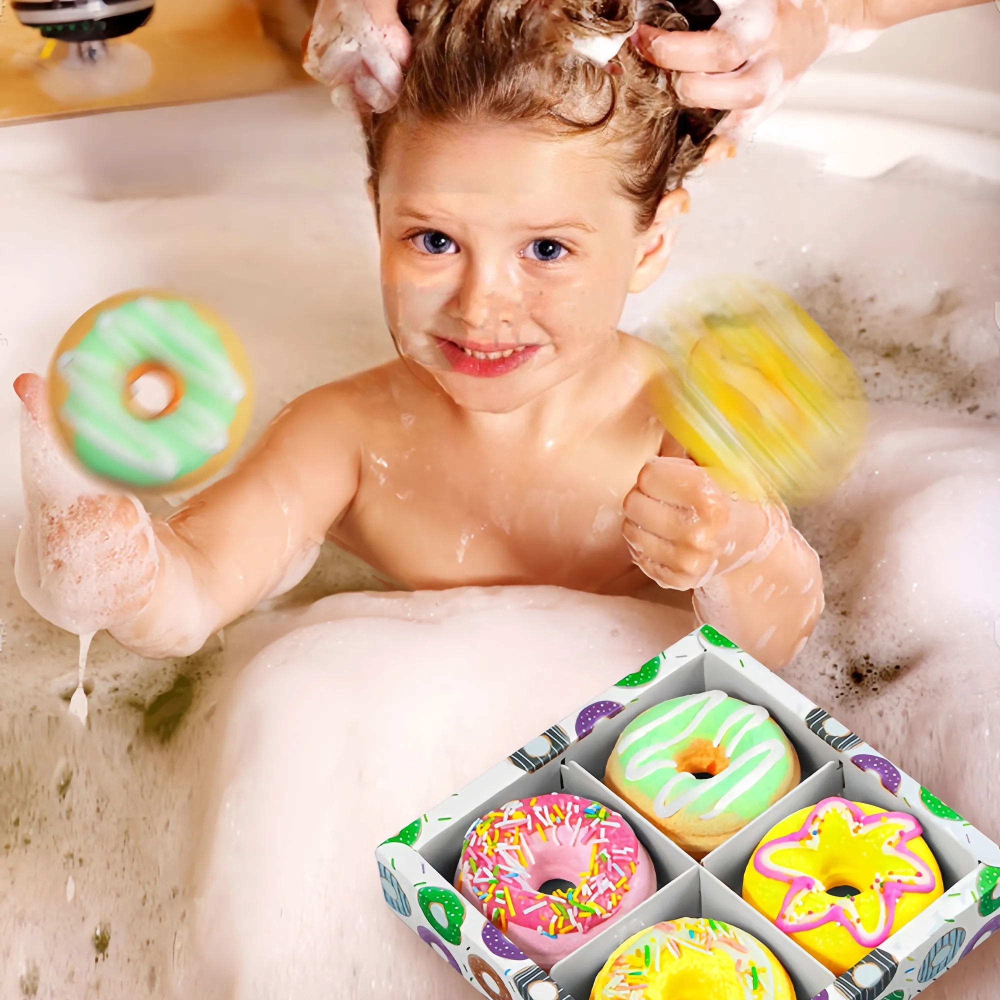 Colorful Donut Shaped Bath Bomb Gift Set Four Pack 2