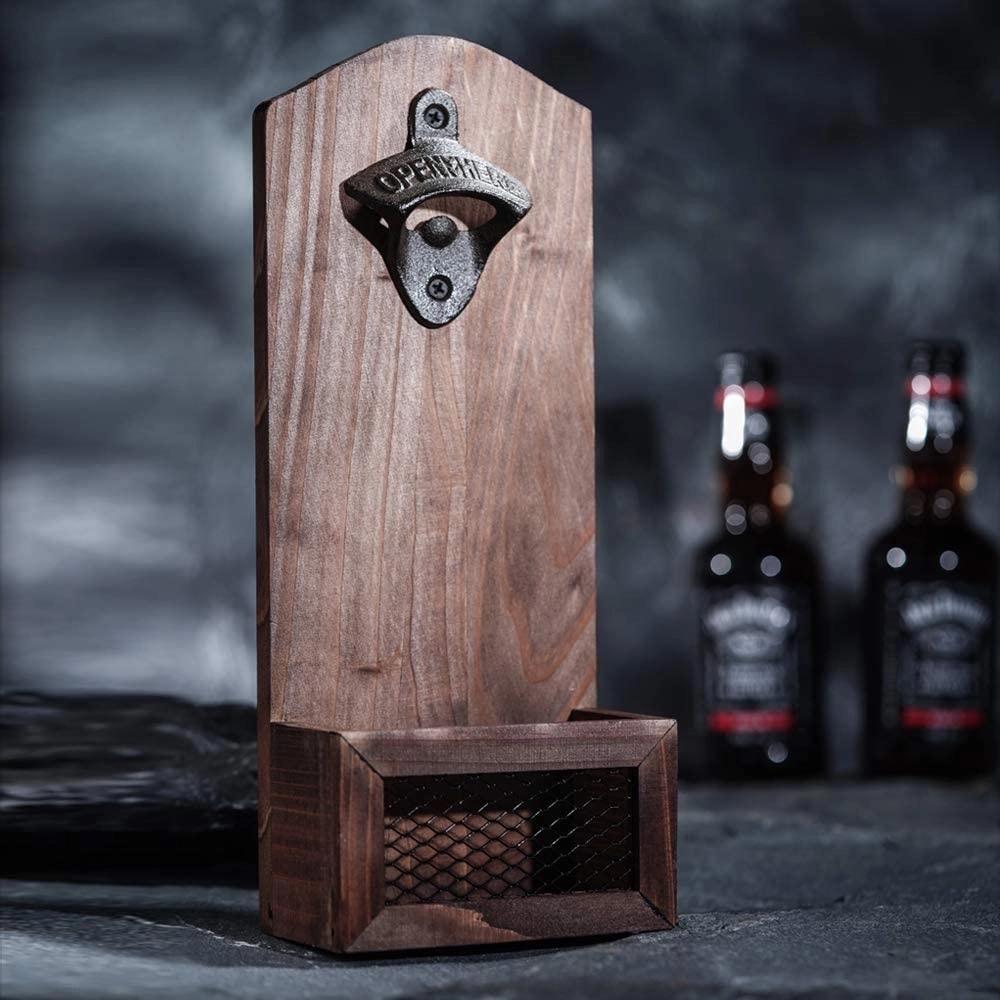 Wooden wall-mounted bottle opener (collector with lid) 3