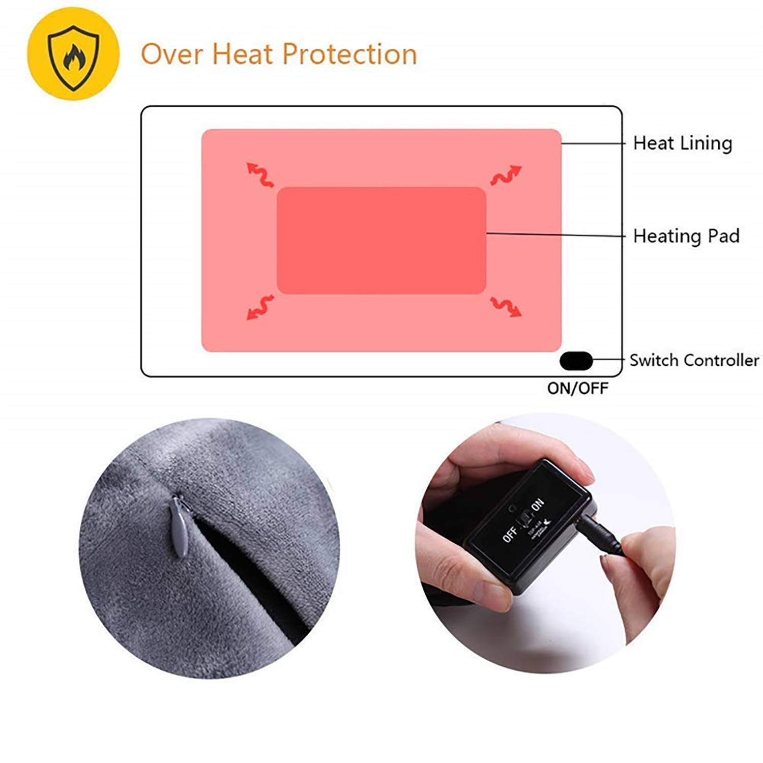 USB Electric Heated Flannel Blanket Wrap 2