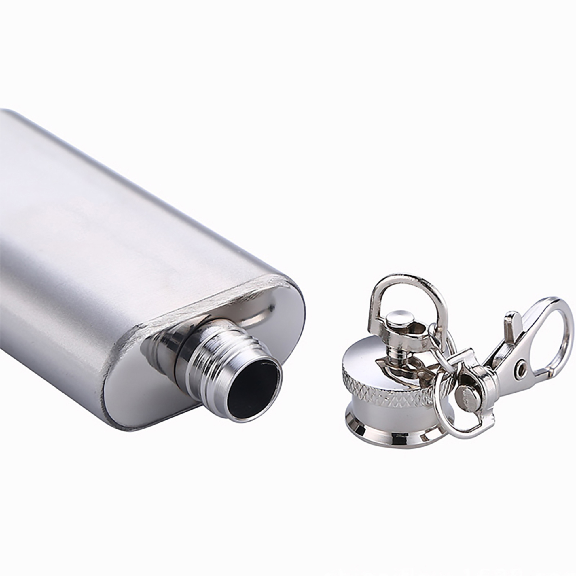 2 Oz. Mini Stainless Steel Flask w/Keychain 2