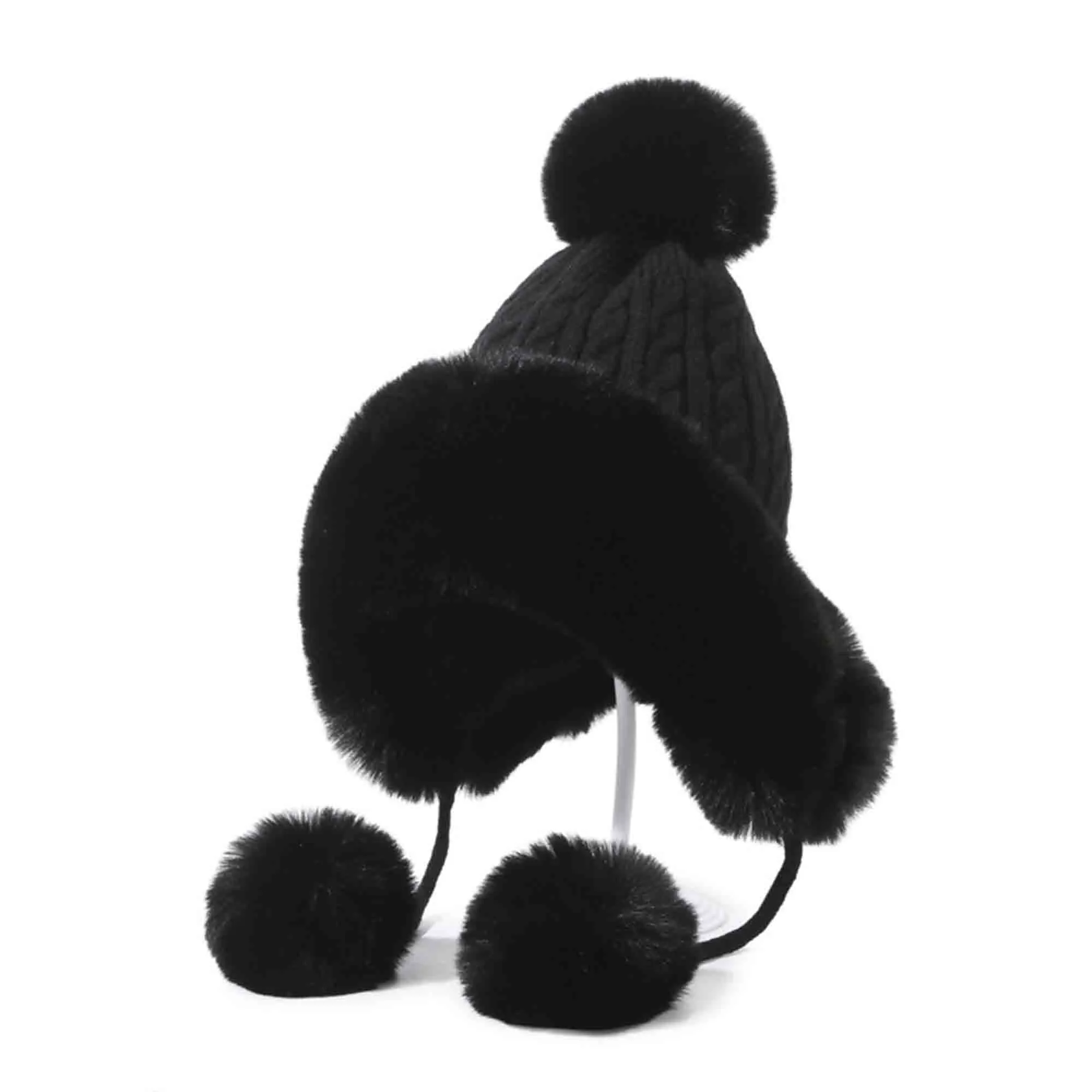 Winter Beanie Hat Peruvian Ski Ear Flaps Caps Lined Poms 2