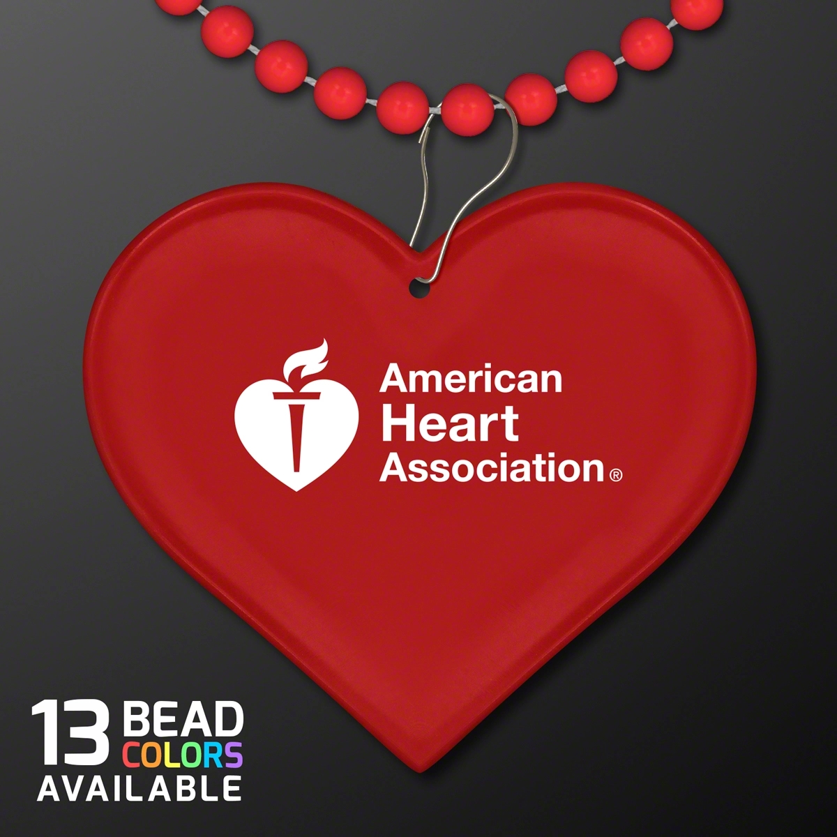 Red Heart Medallion with Beaded Necklace 2