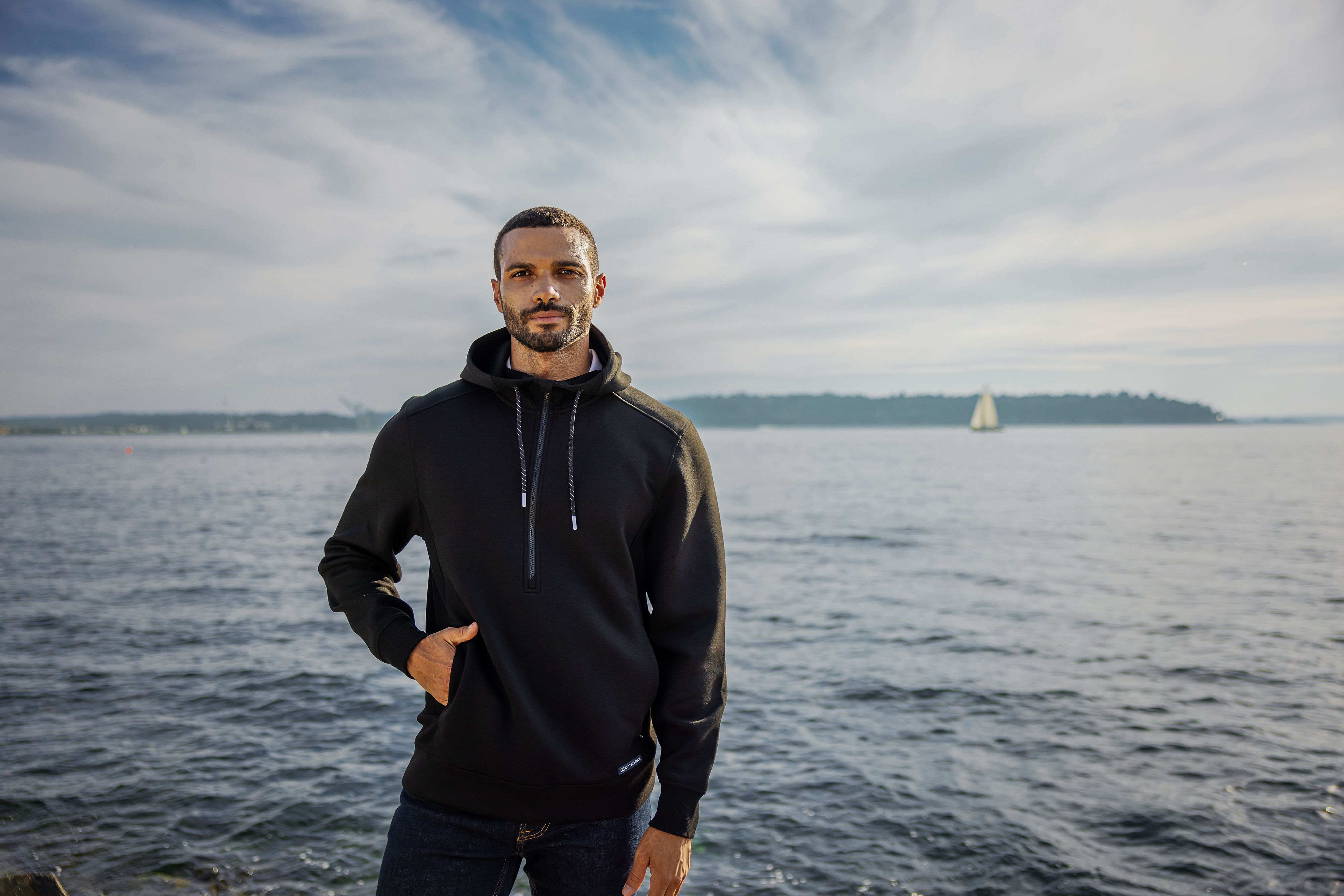 Roam Eco Half Zip Recycled Mens Hooded Pullover