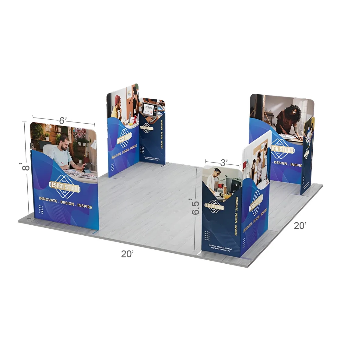 20ft Magnetic Modular Fabric Displays - 4 L-Shape Sections 13