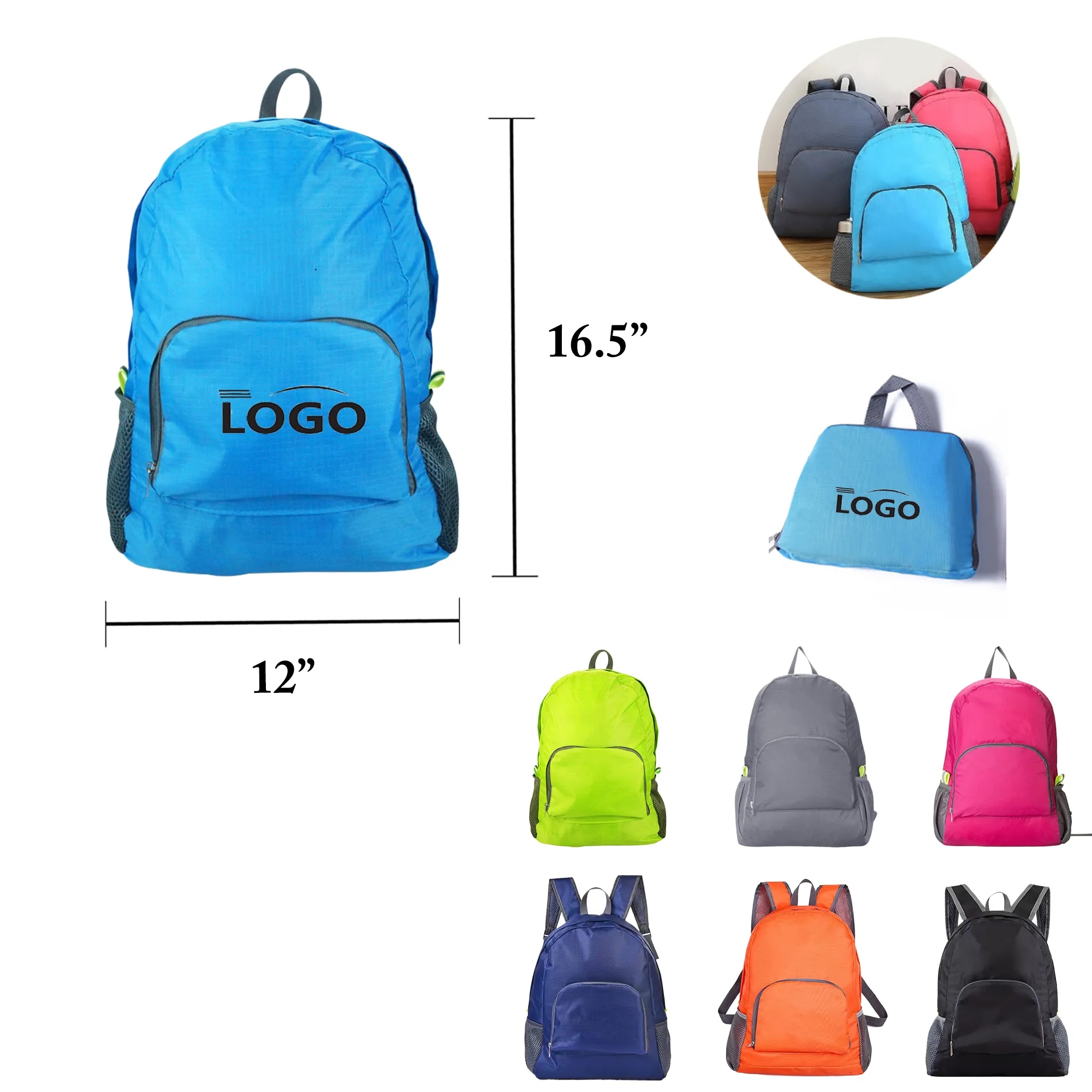 MOQ50 Foldable Lightweight Waterproof Backpack 3