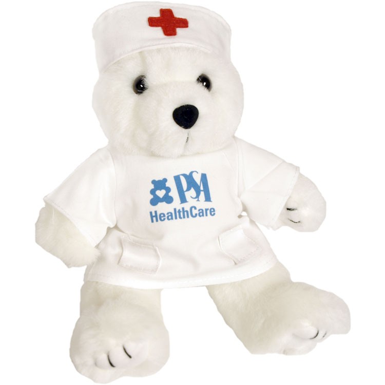 8" Nurse Bear with one color imprint 2