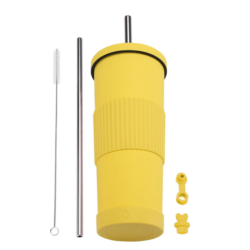 Straw Insulated Tumbler Stainless Steel with Lid 6