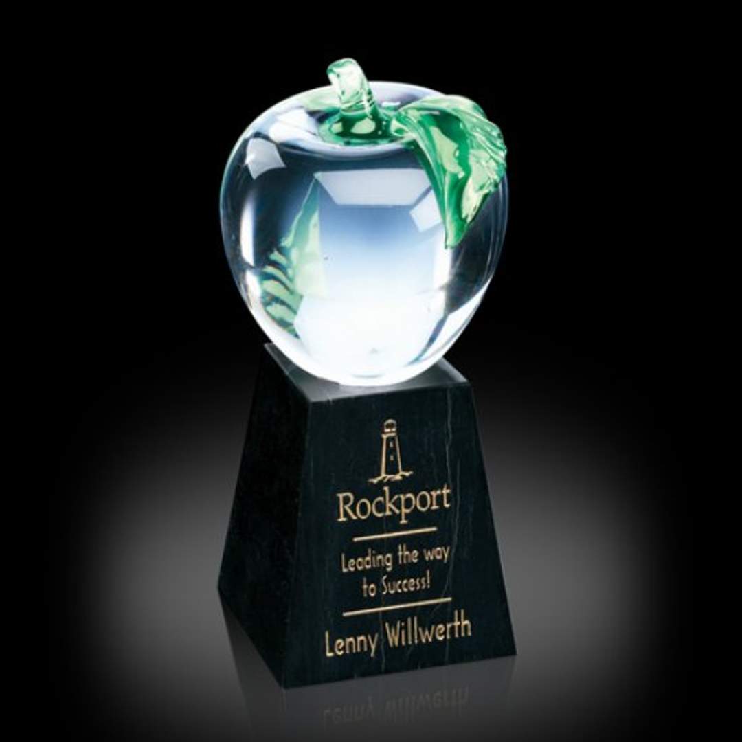 Apple Award on Tall Marble Base 3