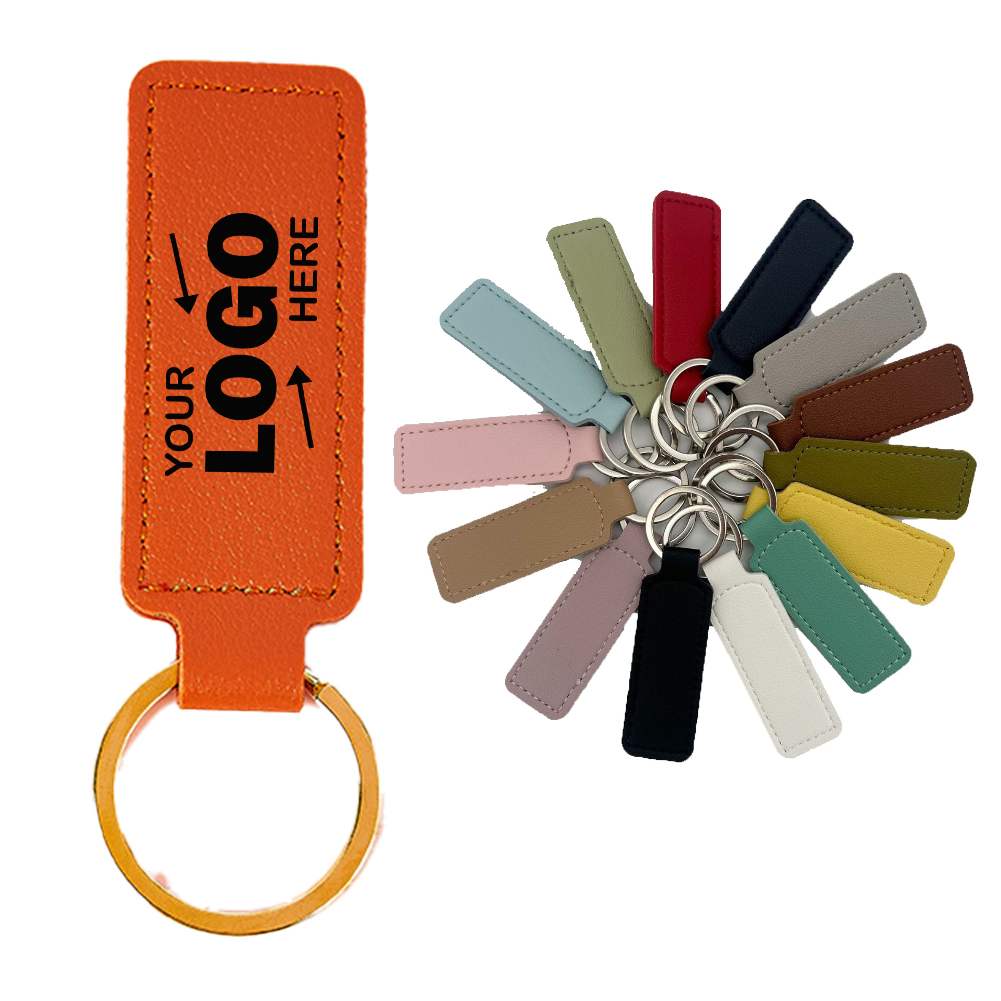 Exquisite Rectangular PU Leather Keychain Anti-Loss Tag with Customizable Design 3