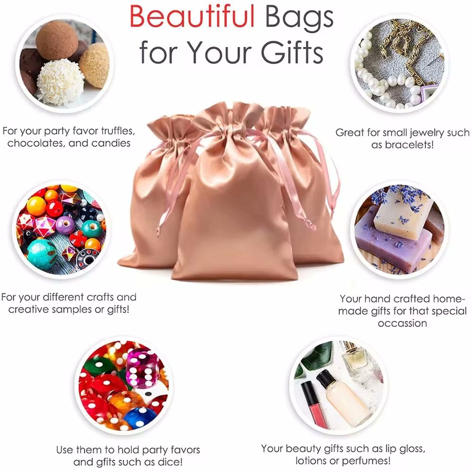 Satin Drawstring Bags Jewelry Pouch Wedding Gift Bags 8