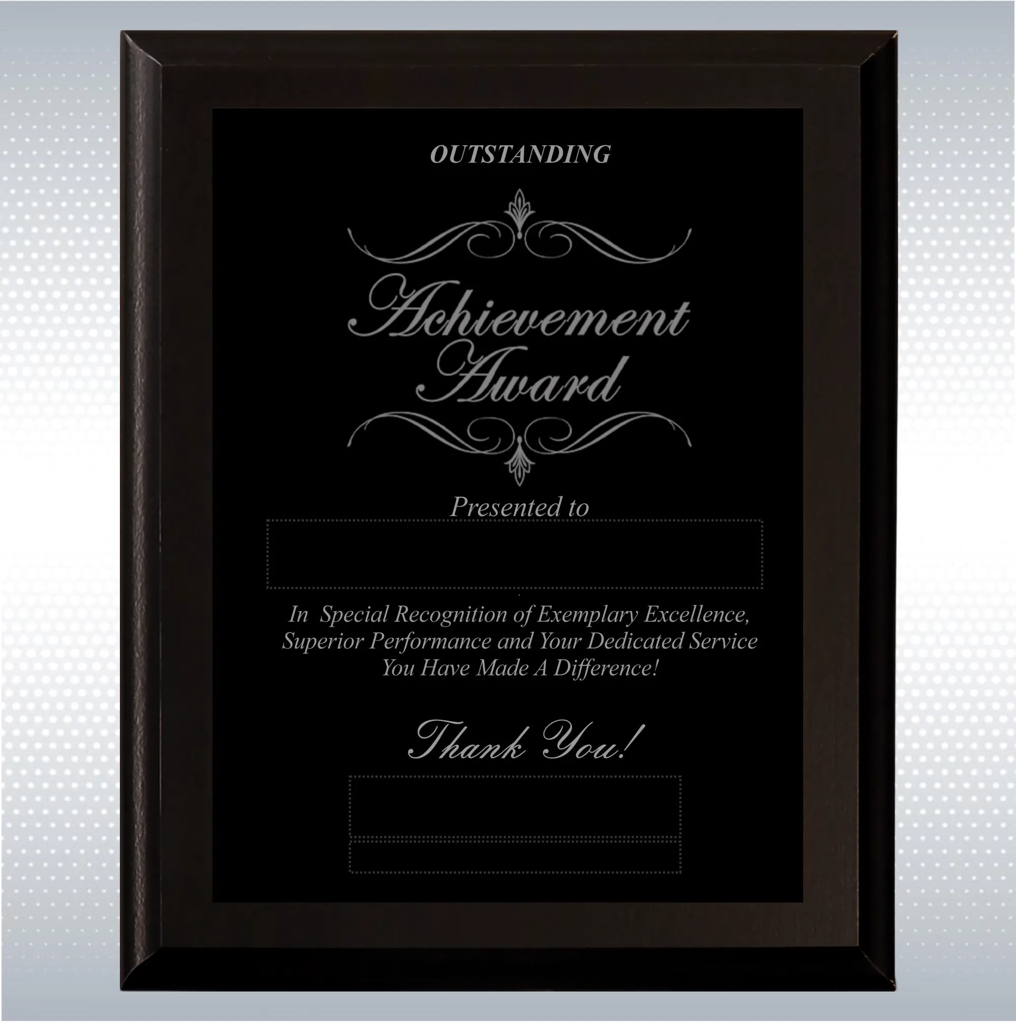 Black Matte Excellence Plaque , Employee Recognition Award 14