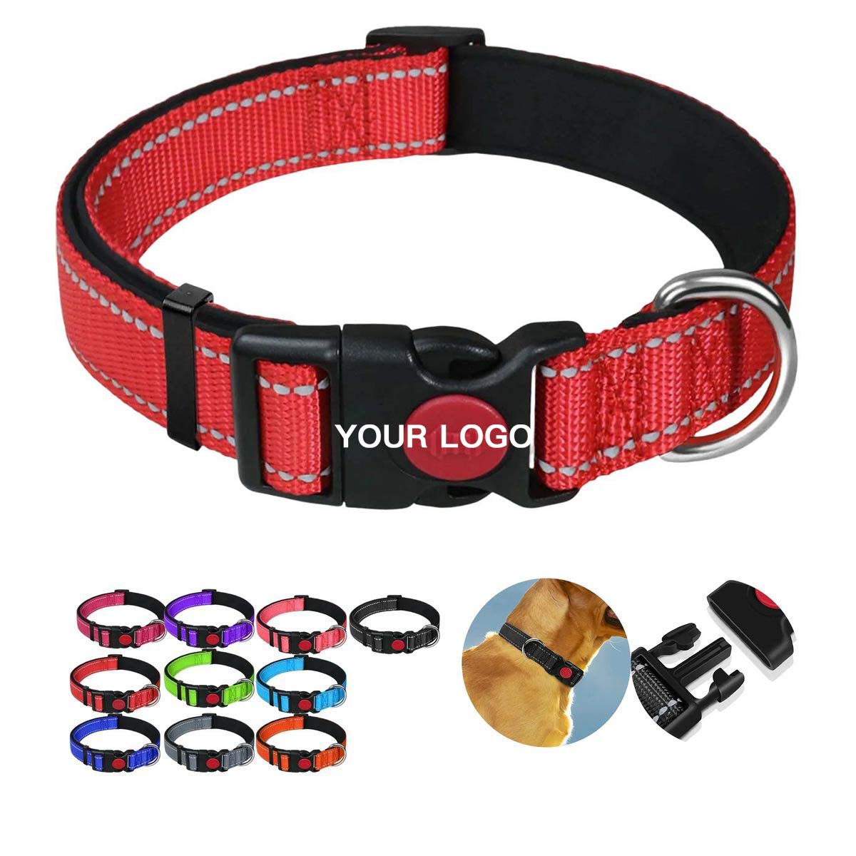 Adjustable Dog Collar with Reflective Strips 6