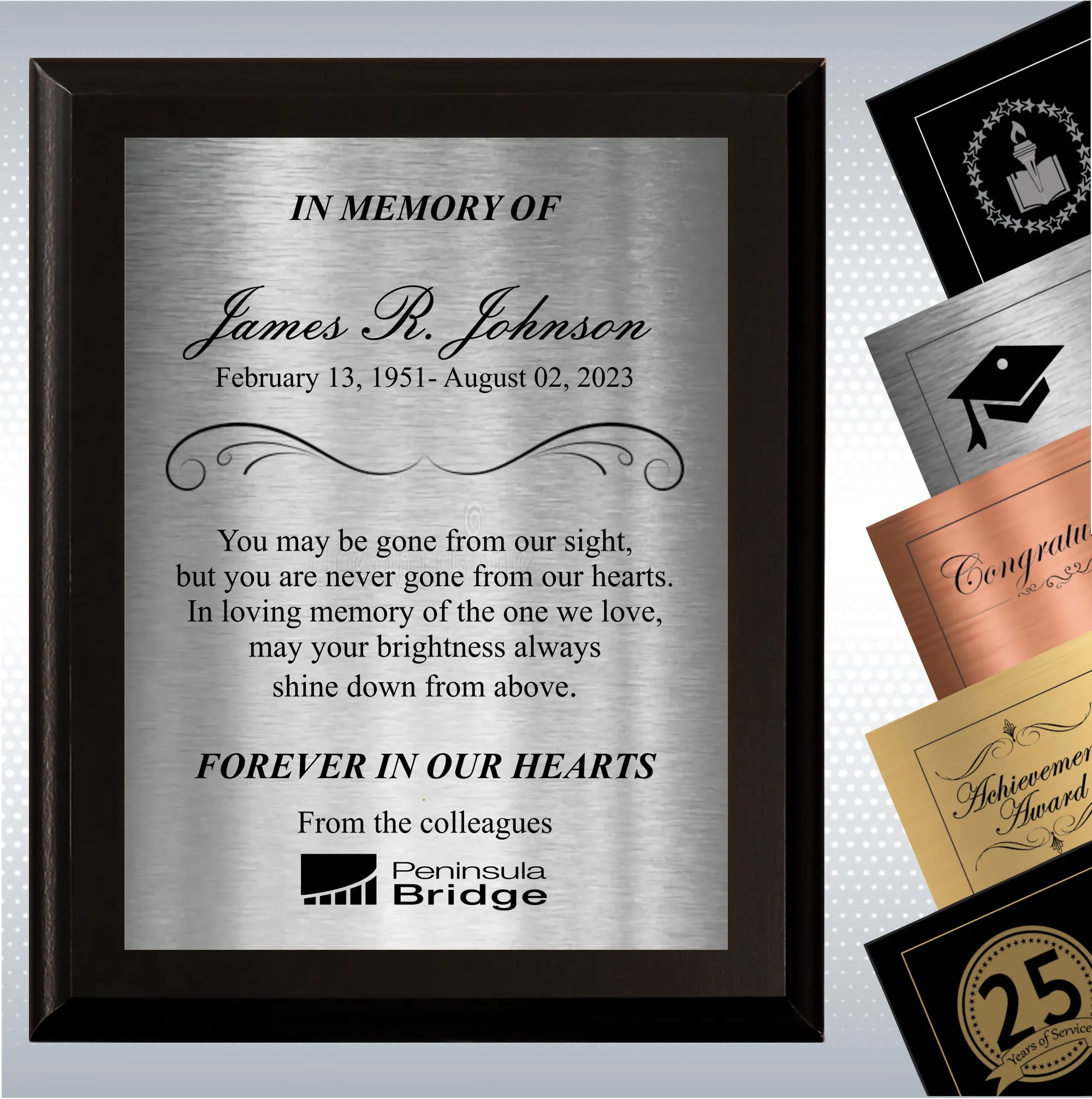 Black Matte Personalized Memorial Plaque Gift 11