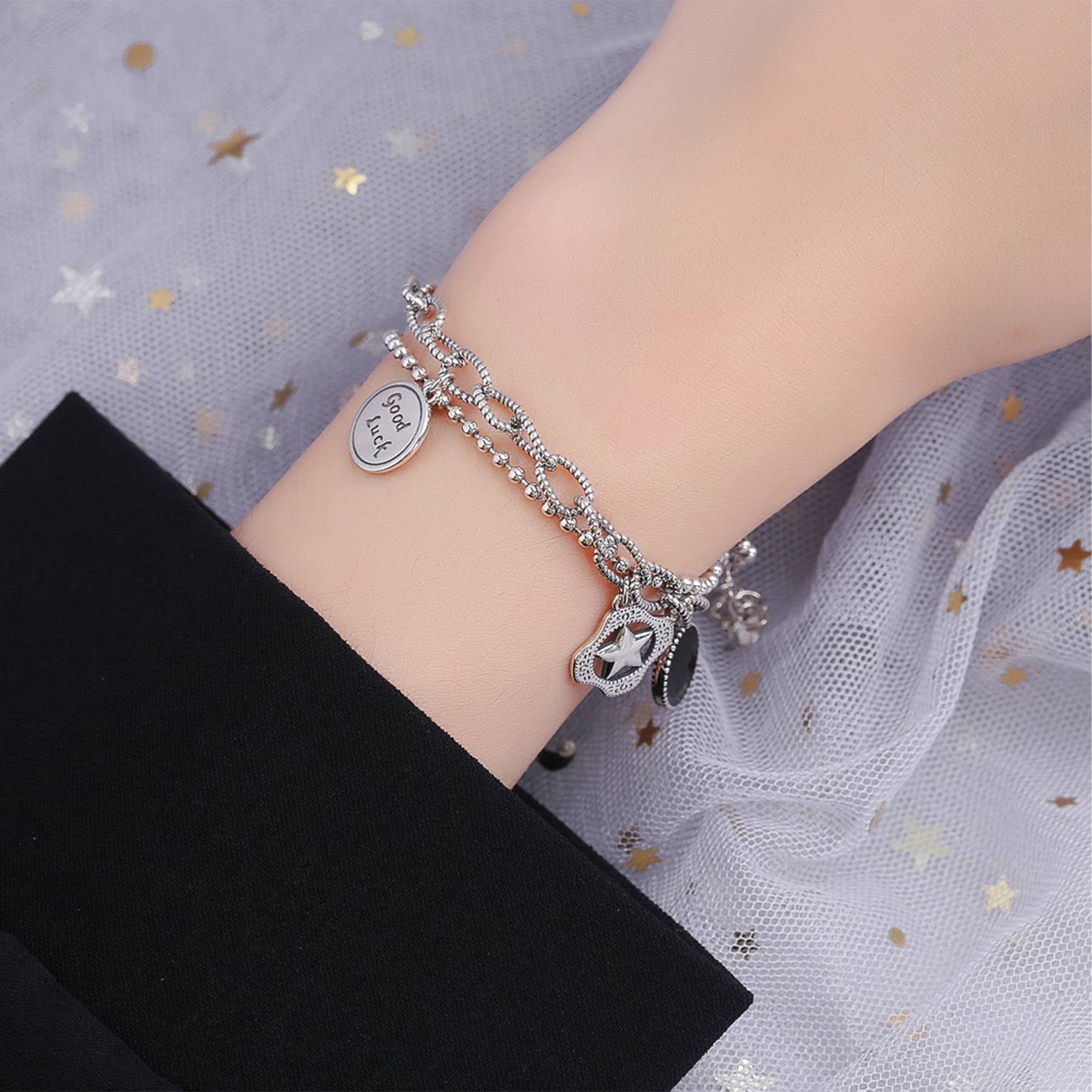 Silver Personality fashion multi-layer lucky bracelet 6