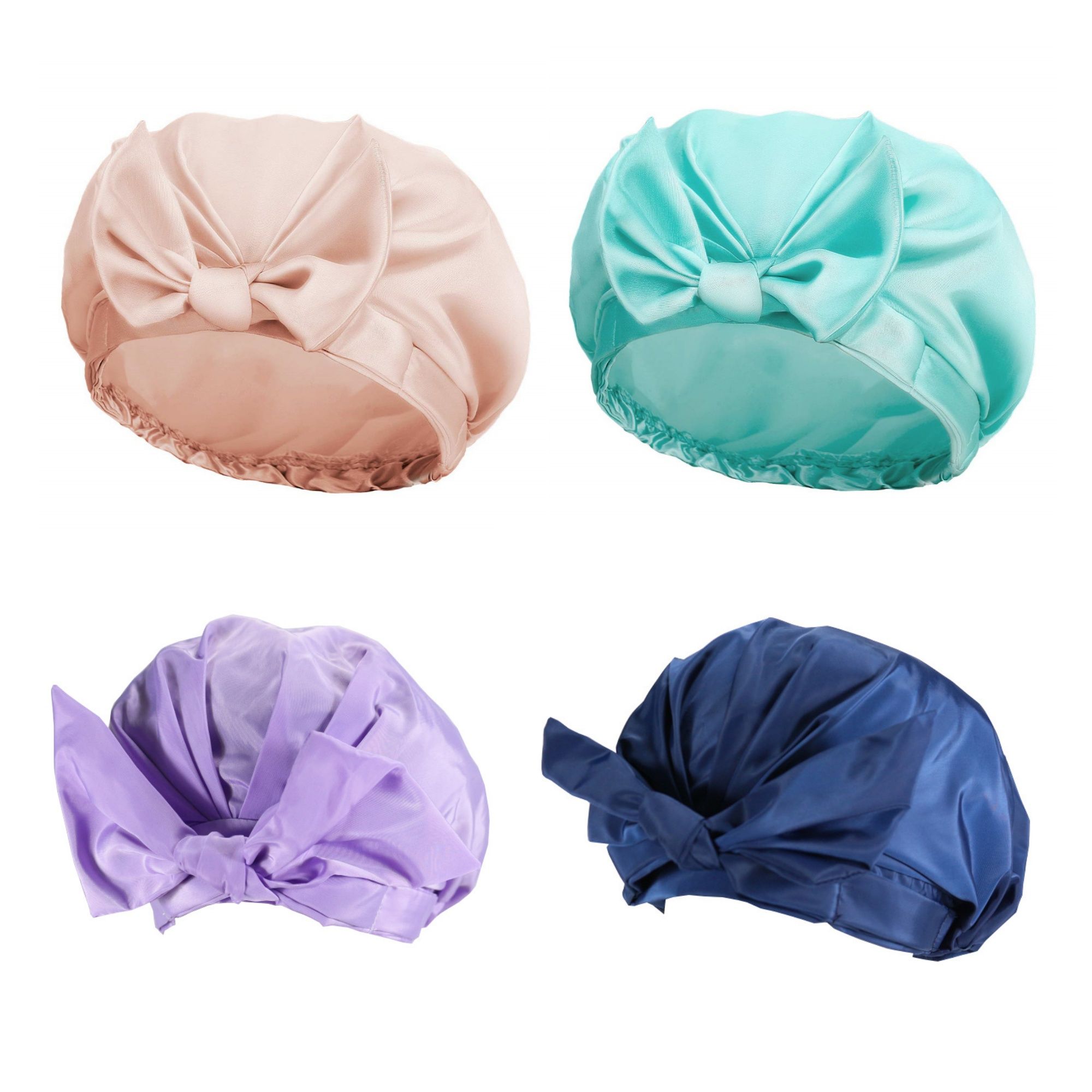 Solid Color Bow Shower Cap 4