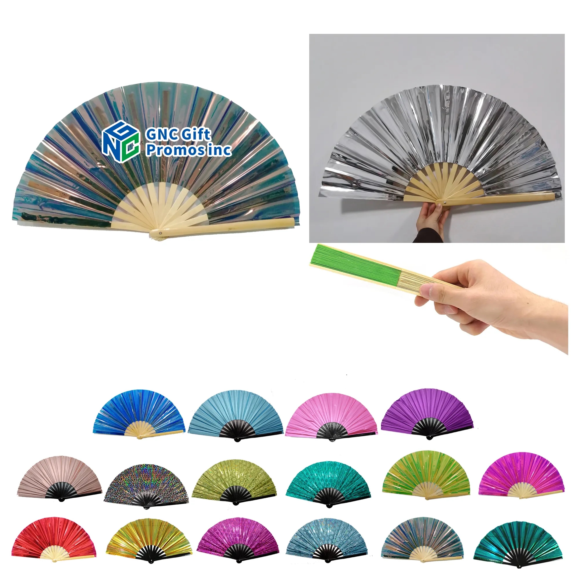 PCV Laser Film Large Bamboo Fan 18