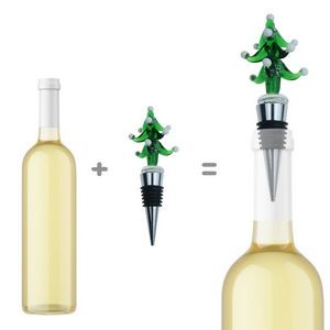 Festive Green Christmas Tree Wine Cork Bottle Stopper 1