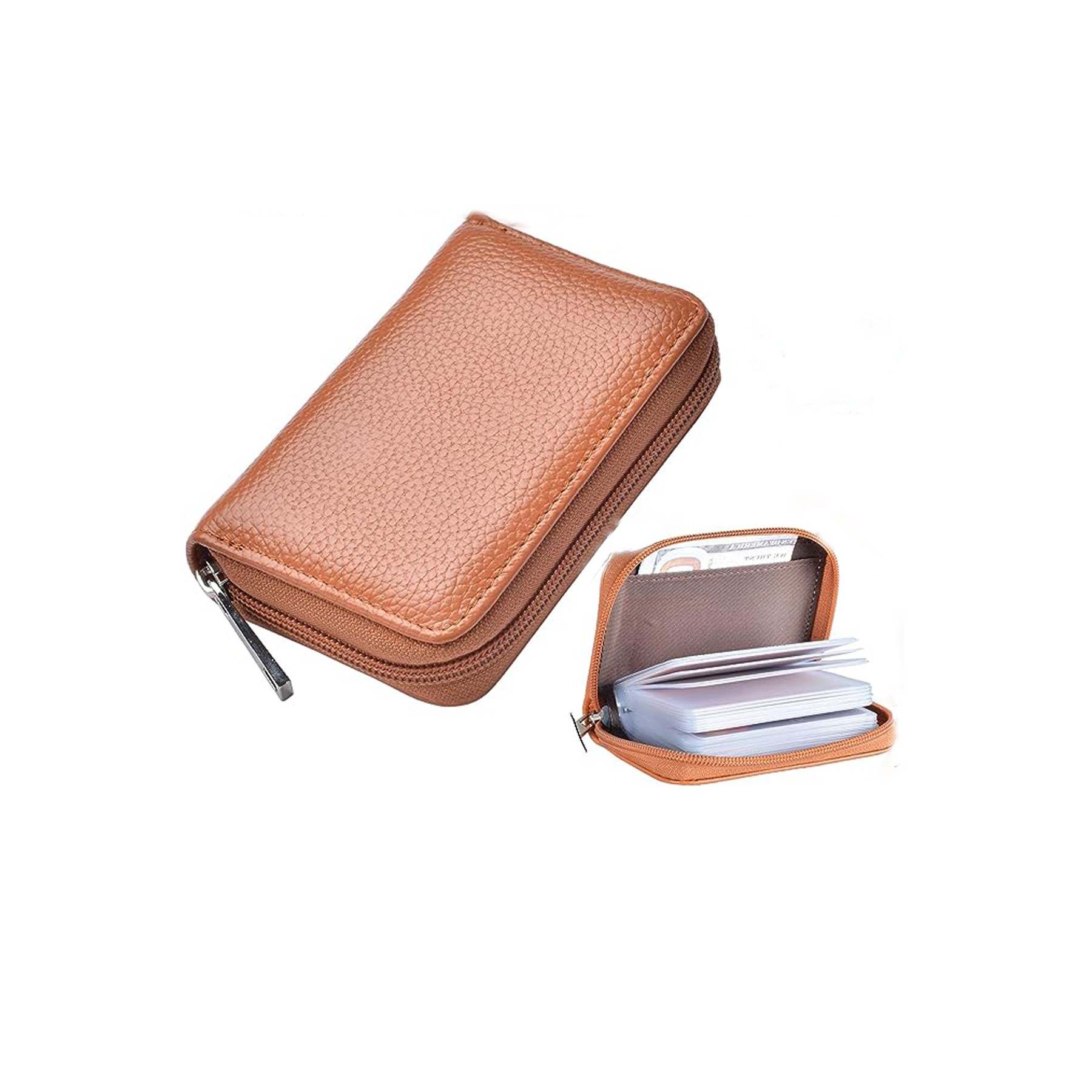 Genuine Leather Credit Card Zipper Wallet 2