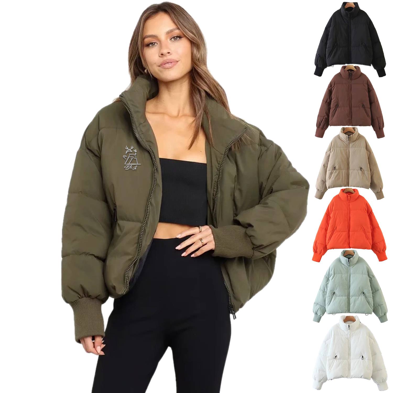 Women's Winter Long Sleeve Zip Puffer Jacket