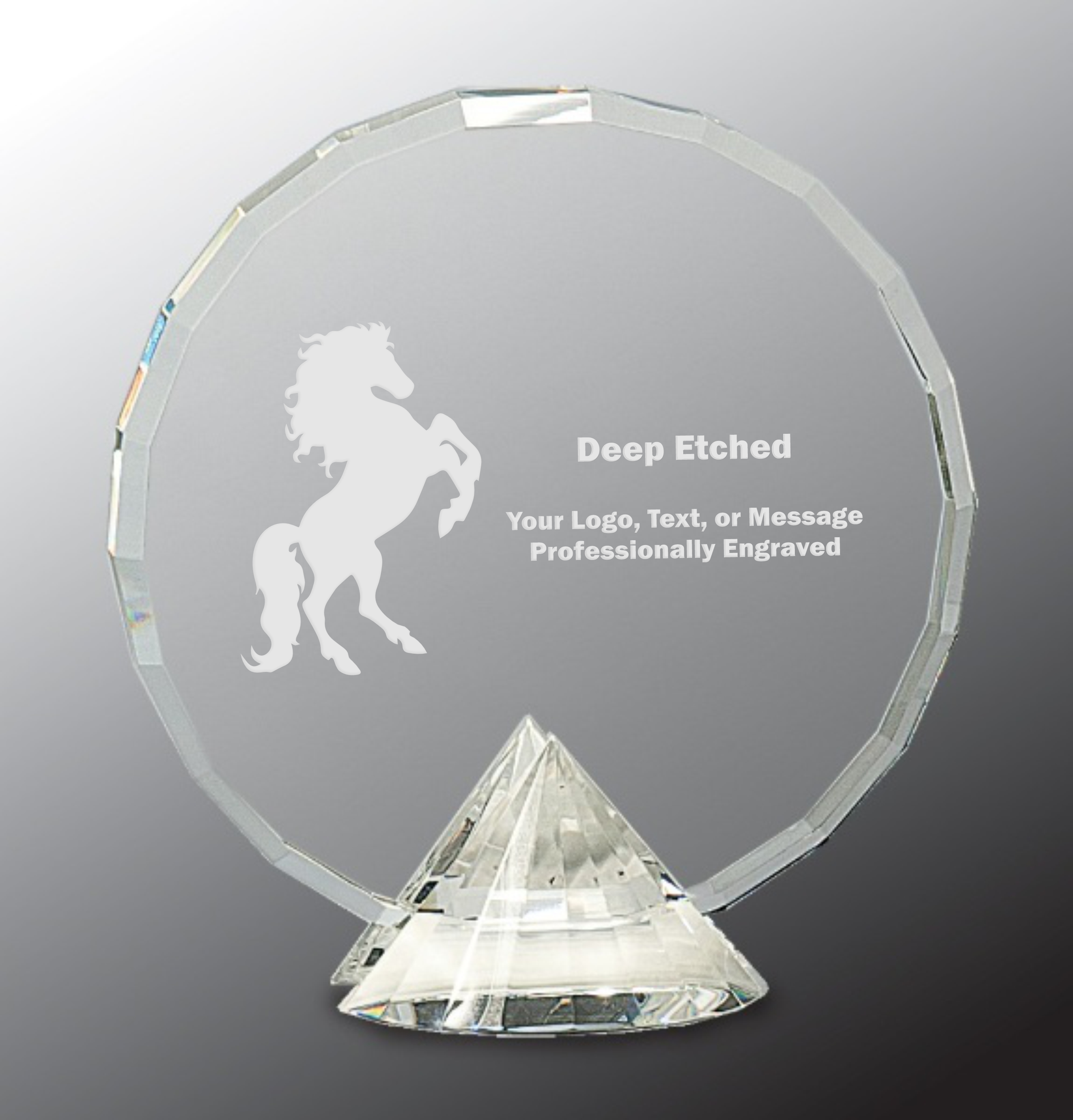 6 1/2" Clear Round Crystal Award on Clear Diamond Base