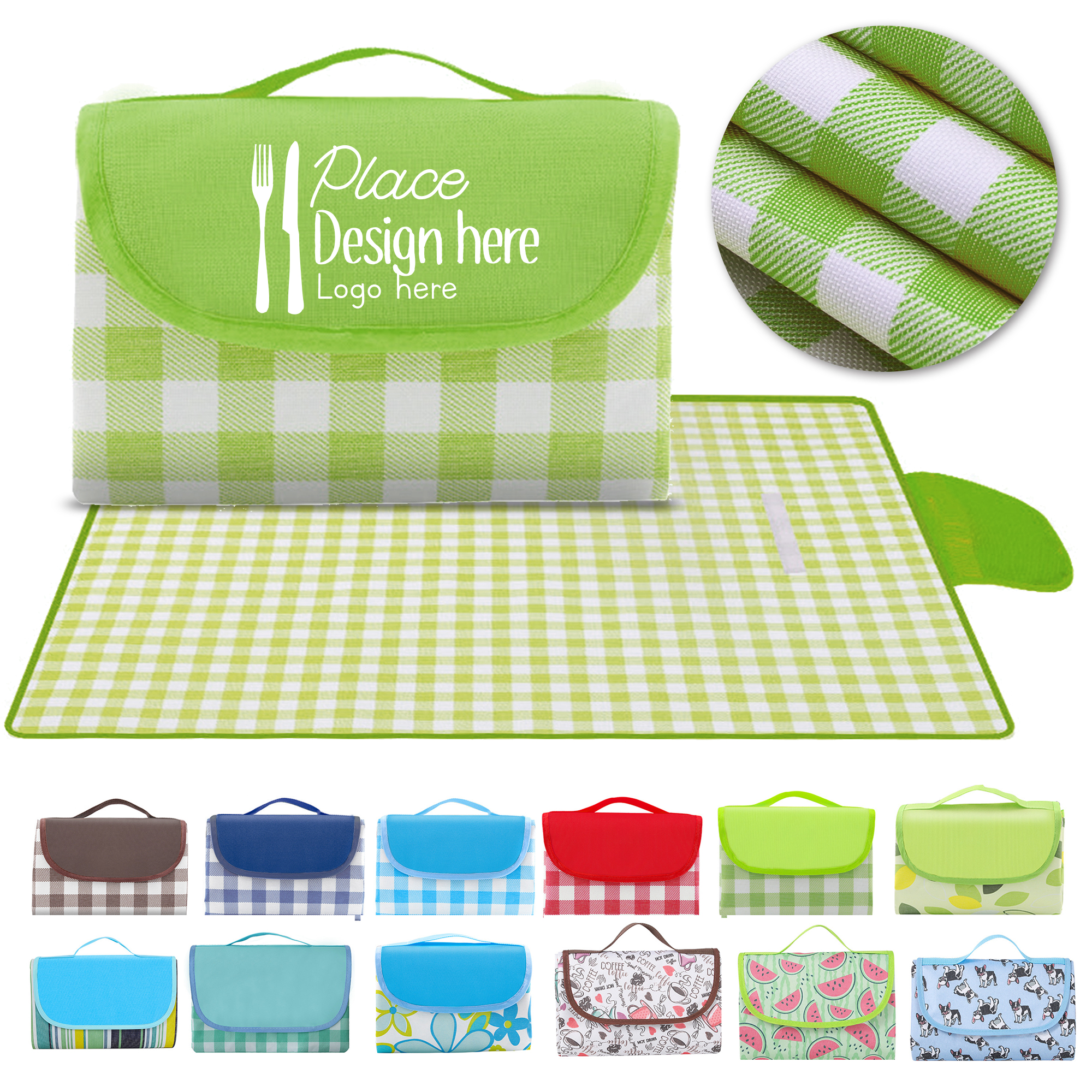 60"x40" Travel Picnic Blanket in Fun Plaid Pattern 1
