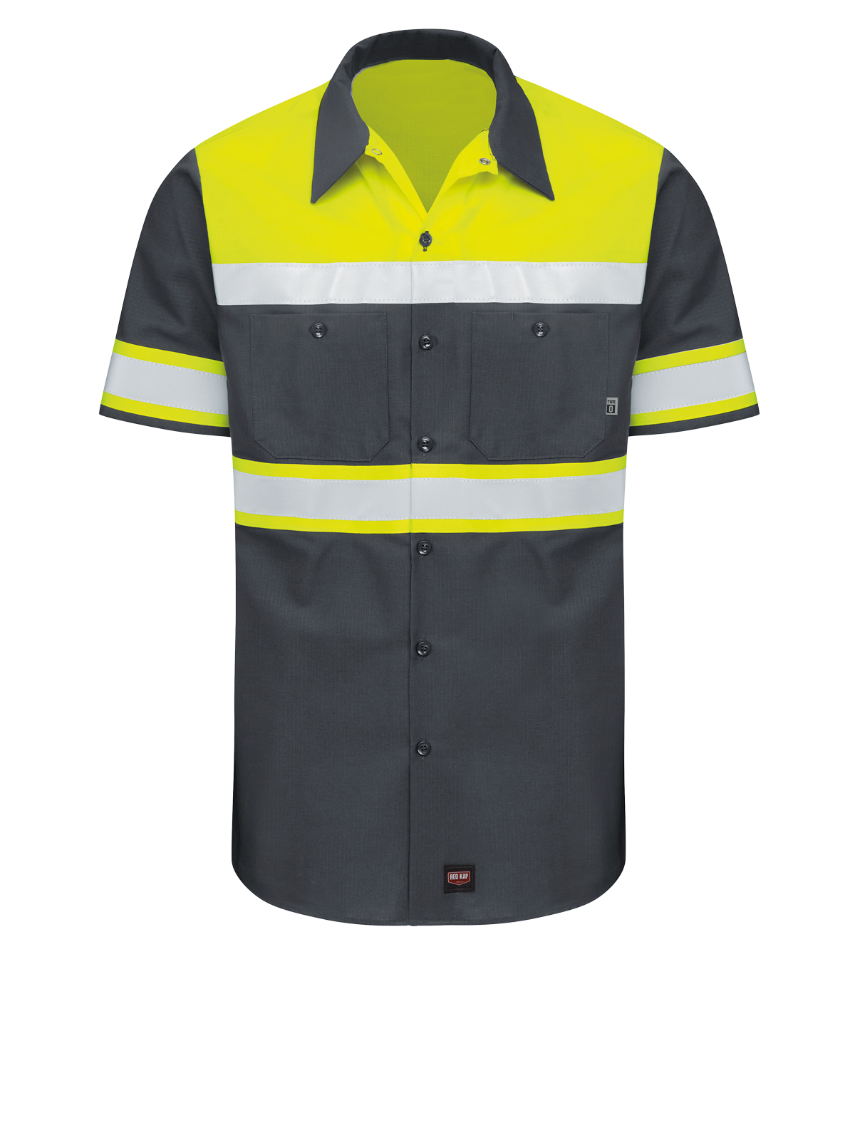 Red Kap Hi-Visibility - Men's Hi-Visibility Short Sleeve Color Block Ripstop Work Shirt