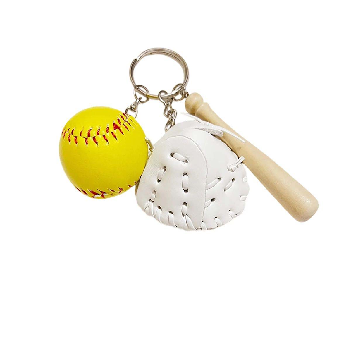Baseball Keychain with Glove Bat and Ball 3
