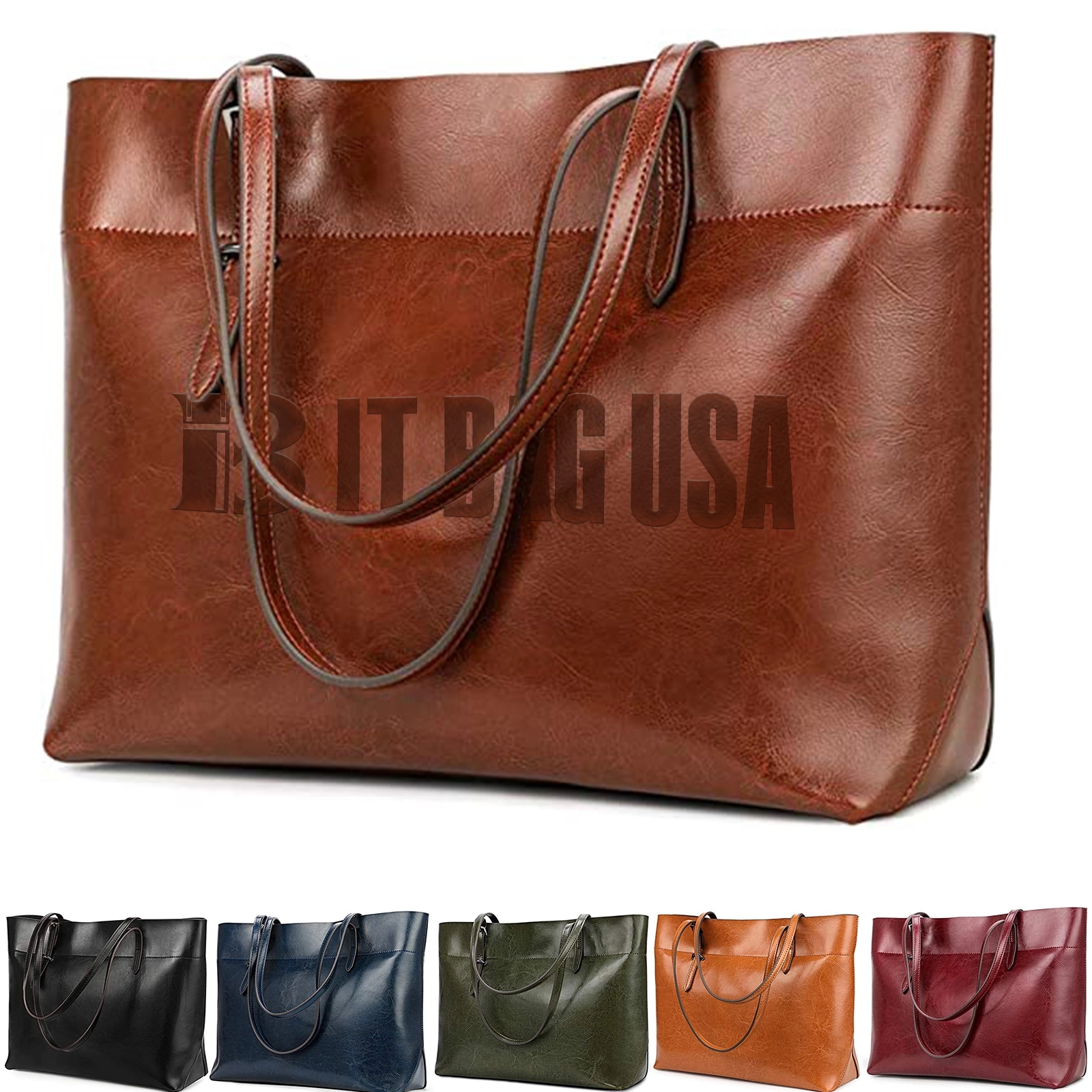 Vintage Leather Tote Shoulder Bag 4