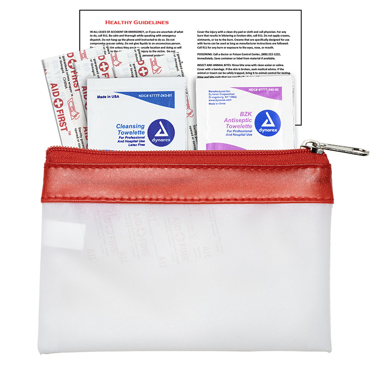 "SAFETY-ON-THE-GO" 7 Piece First Aid Kit in Colorful Zipper Vinyl Pouch 5