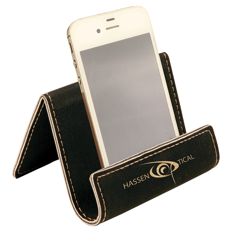 3 1/2" x 2 1/2" Black/Gold Leatherette Holder Easel 7