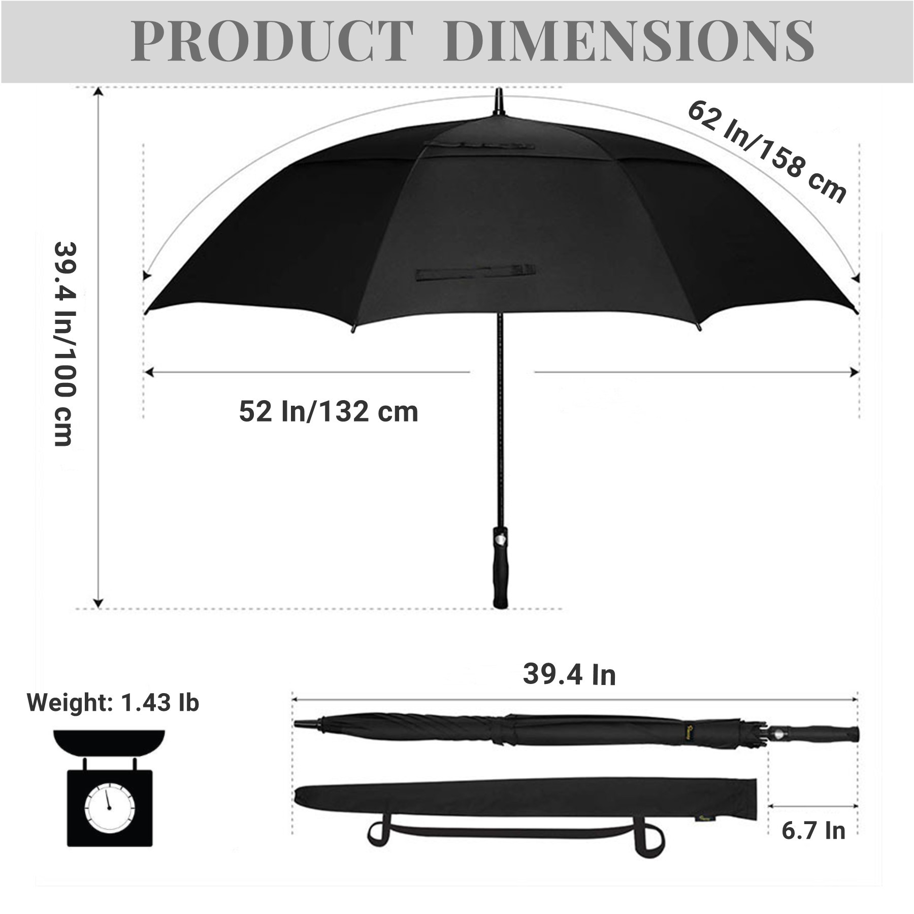 The 62" Arc Automatic Open Golf Umbrella 6