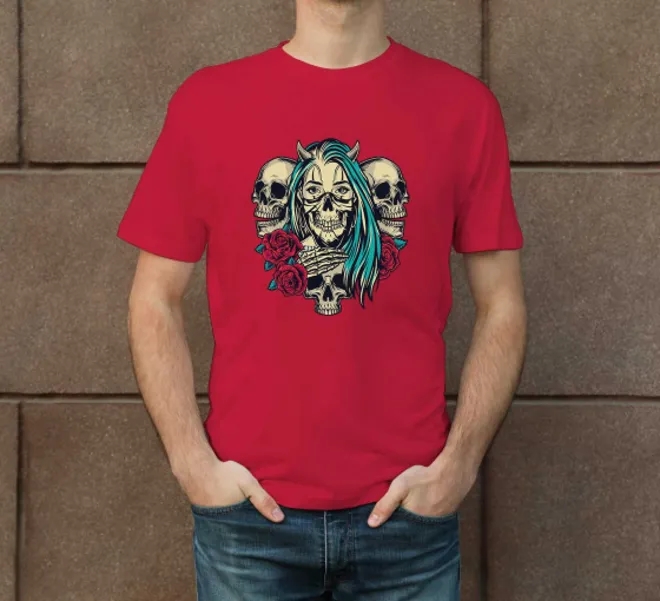 Men's Cotton Printed T-Shirt - Crew Neck - Black 2