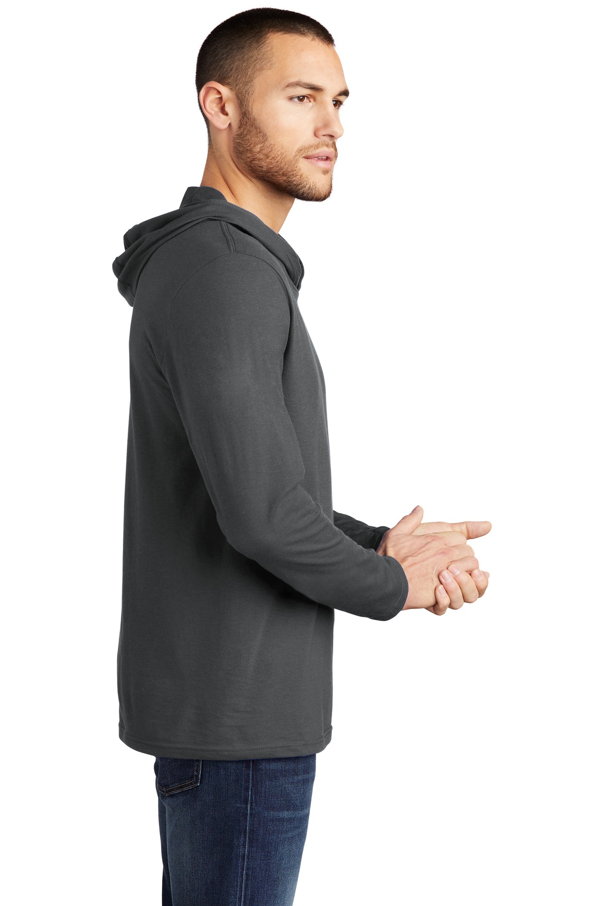 District Perfect Tri Long Sleeve Hoodie. DM139, custom hoodie or sweatshirt with logo imprint 6