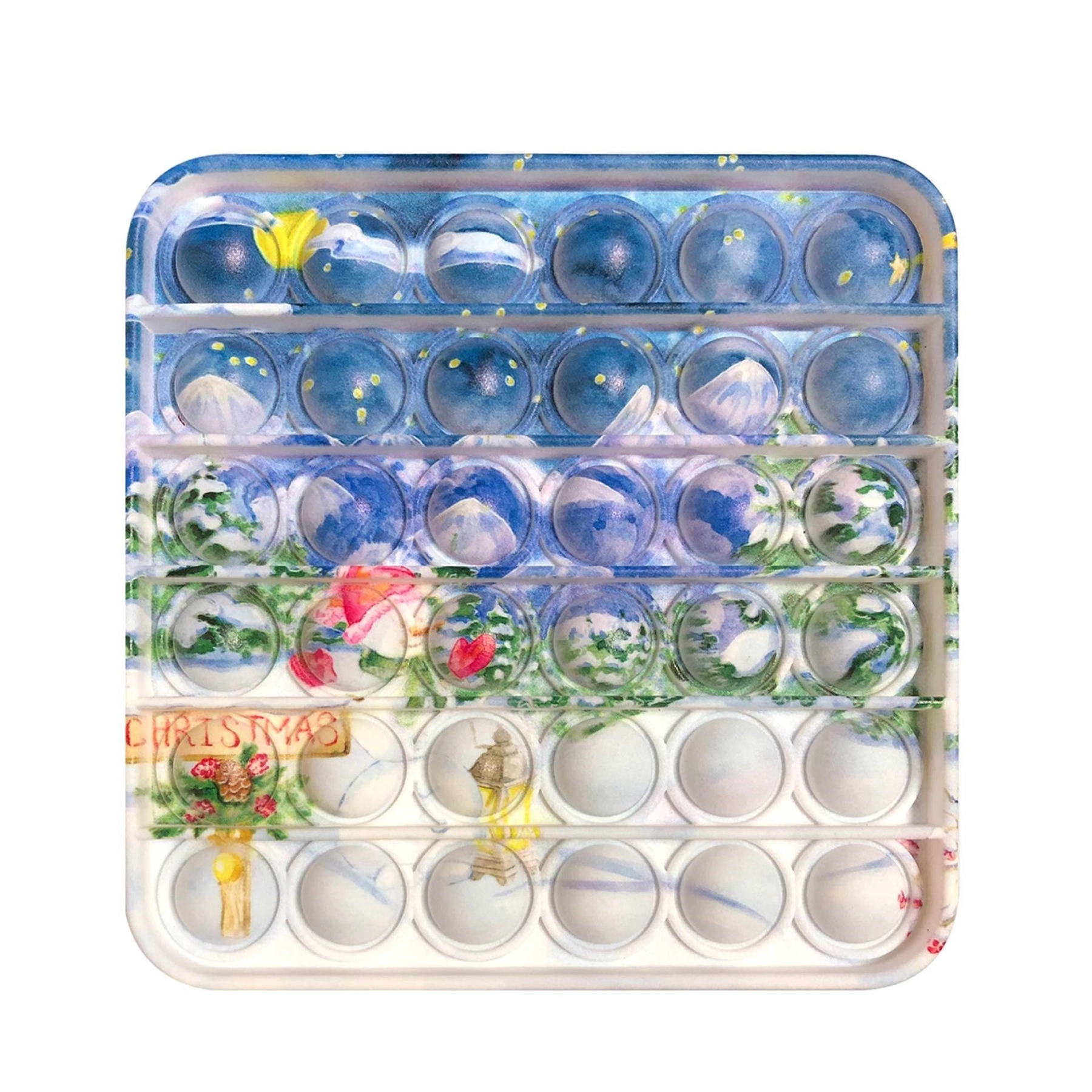 Square Full Color Print Push Pop Bubble Fidget Toy 12