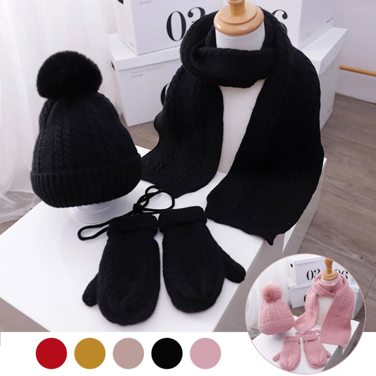 Kids Winter Hat Scarf Gloves Set 5