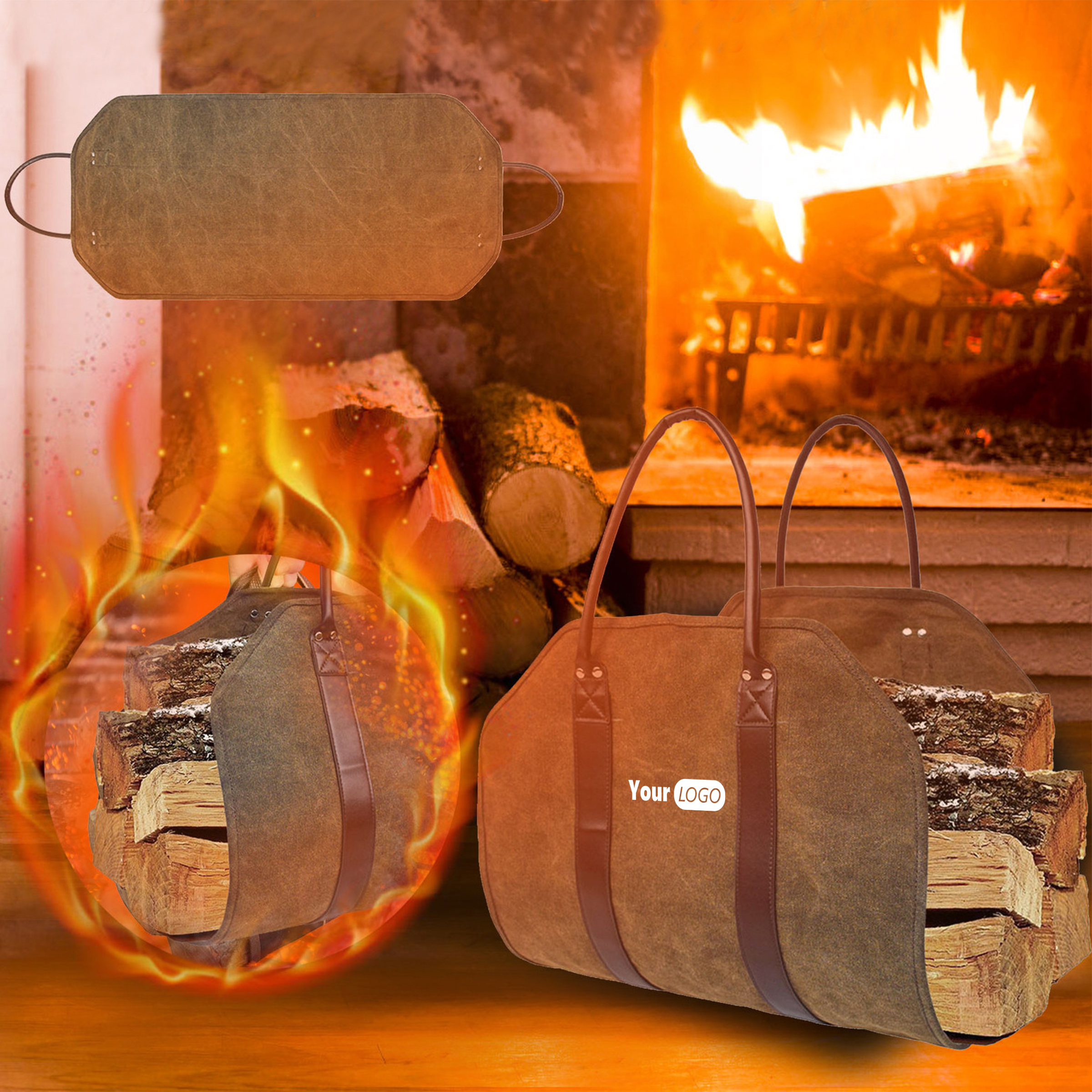 Canvas Heavy-Duty Waxed Canvas Log Tote For Indoor And Outdoor Use 2