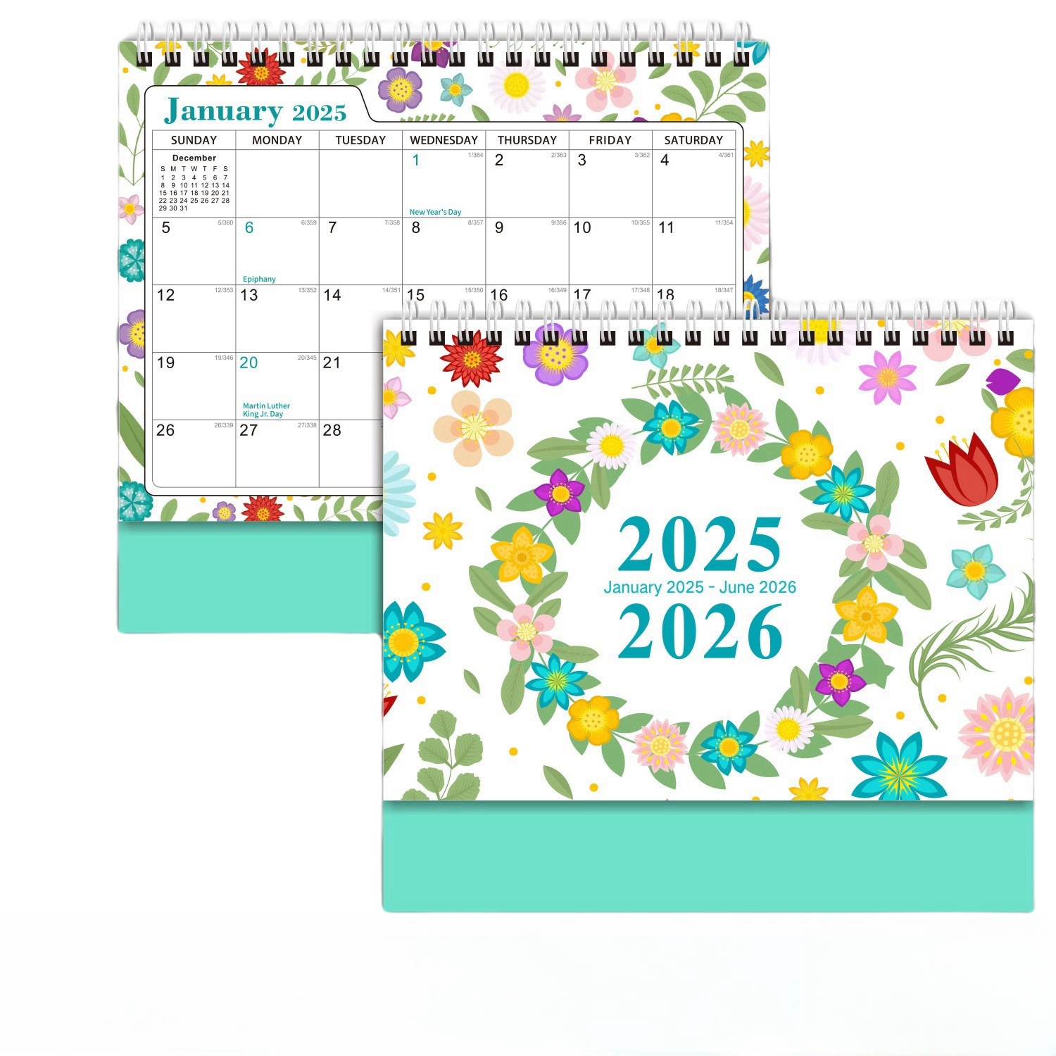 18 Months 8"*3"*7" Flower Desk Calendar From Jan 2025 To June 2026 5