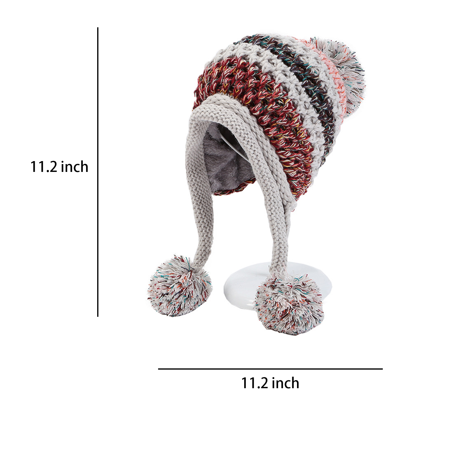Winter Wool Knit Cap with Pom-Poms for Women 2
