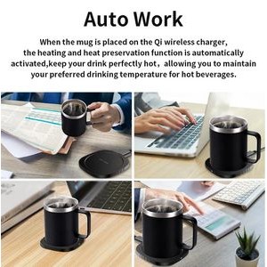 Stainless Steel Coffee Mug With Wireless Phone Charger 3