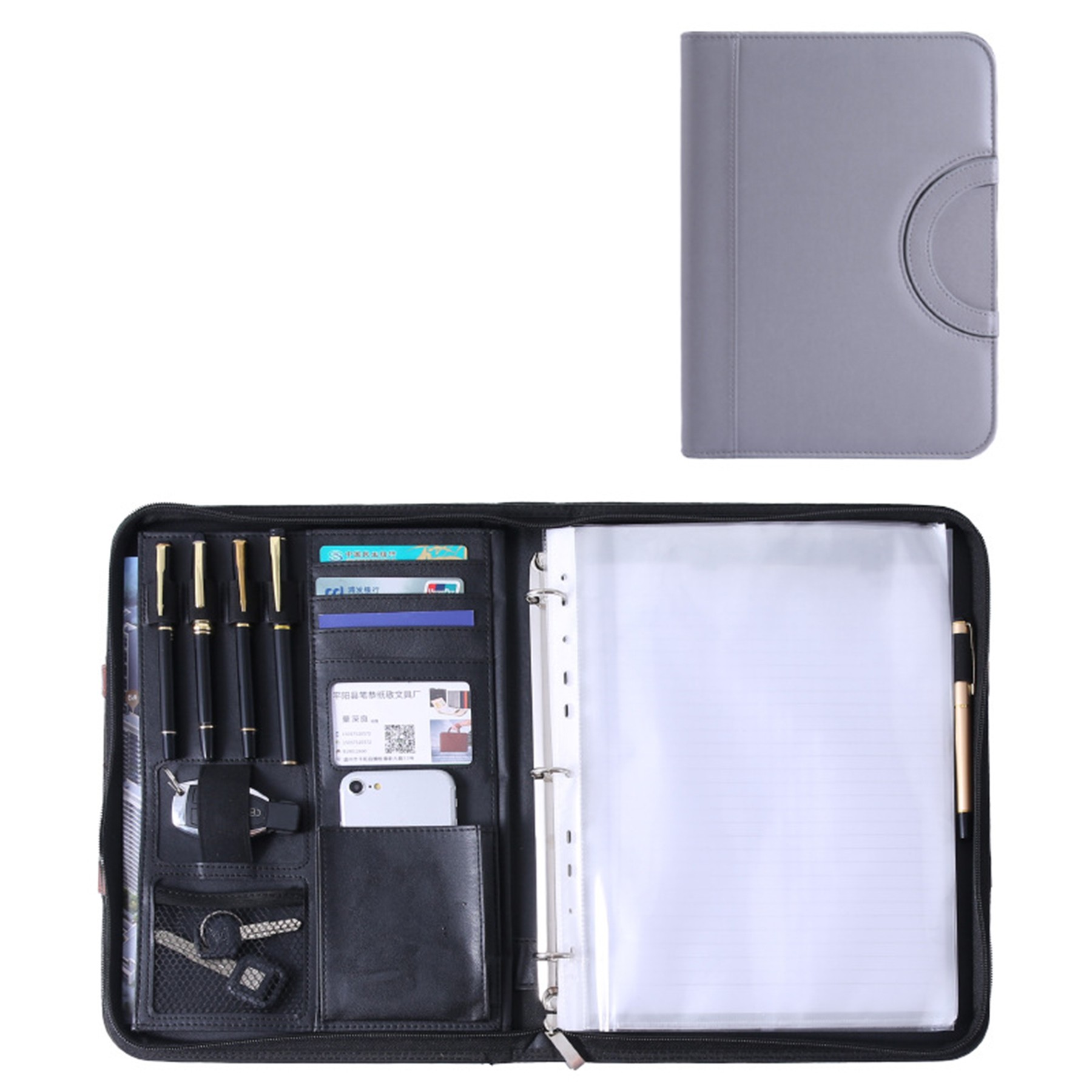 Portable Zippered Portfolio Binder Organizer 4
