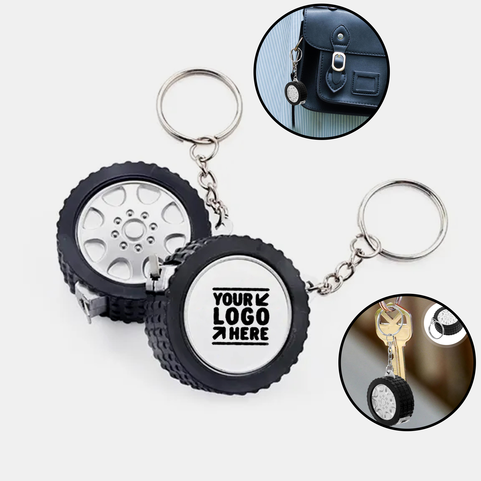 Tire Design Mini Tape Measure Keychain 2